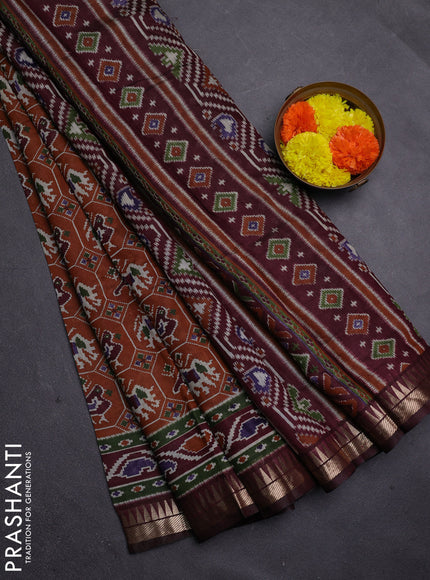 Mustard Yellow & Maroon Semi Maheshwari Cotton Saree