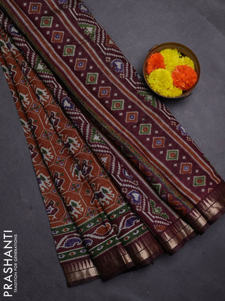 Mustard Yellow & Maroon Semi Maheshwari Cotton Saree