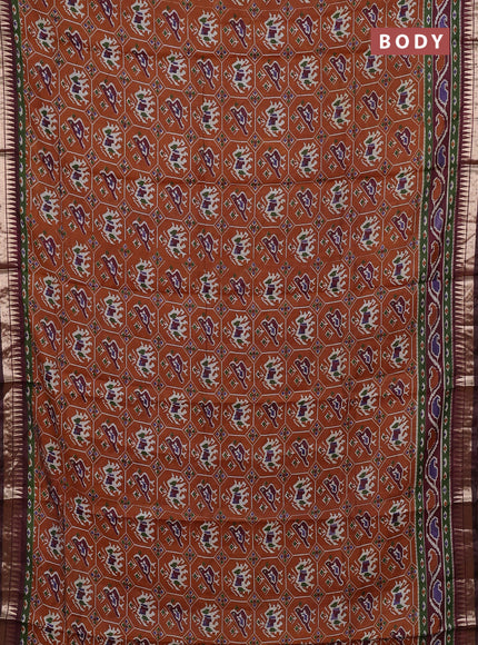 Mustard Yellow & Maroon Semi Maheshwari Cotton Saree