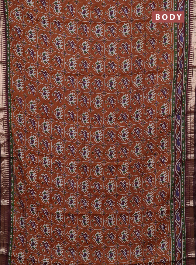Mustard Yellow & Maroon Semi Maheshwari Cotton Saree