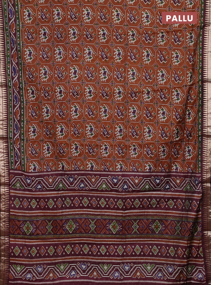 Mustard Yellow & Maroon Semi Maheshwari Cotton Saree
