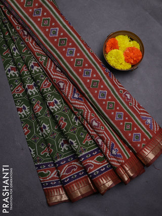 Green & Rust Semi Maheshwari Cotton Saree