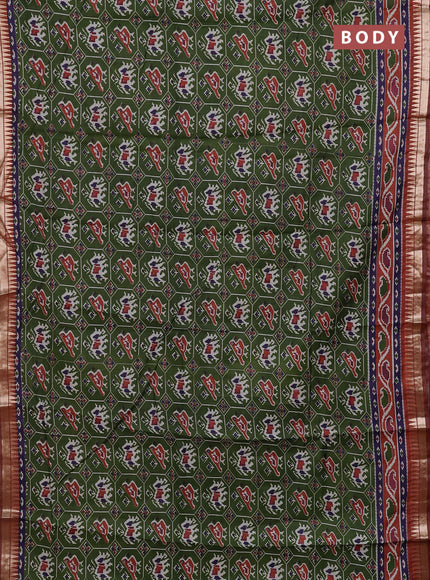 Green & Rust Semi Maheshwari Cotton Saree