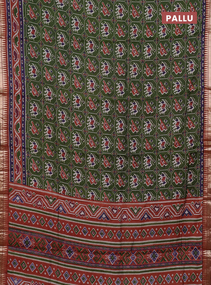 Green & Rust Semi Maheshwari Cotton Saree