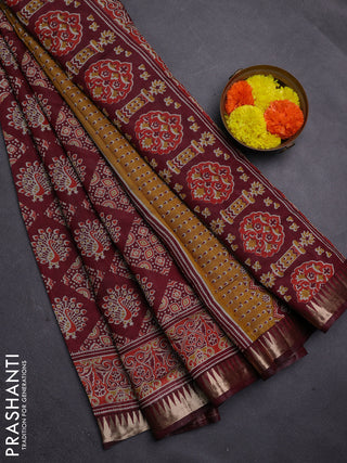 Maroon Semi Maheshwari Cotton Saree