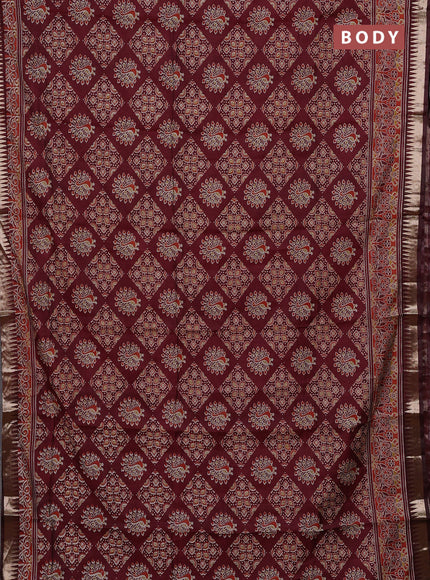Maroon Semi Maheshwari Cotton Saree