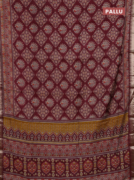 Maroon Semi Maheshwari Cotton Saree