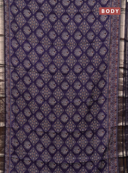 Navy Blue Semi Maheshwari Cotton Saree