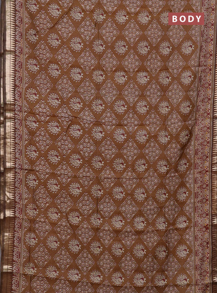 Mustard Green Semi Maheshwari Cotton Saree