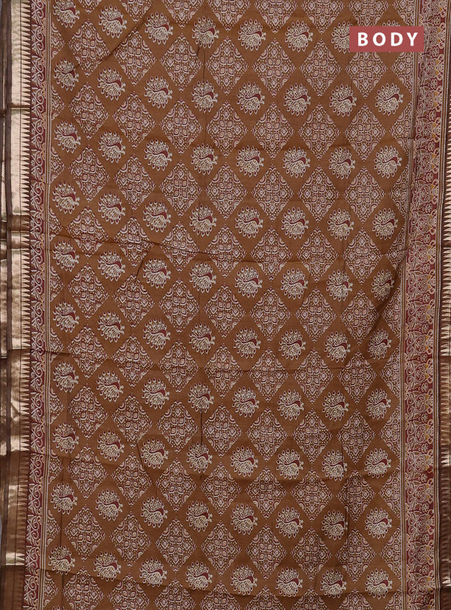 Mustard Green Semi Maheshwari Cotton Saree