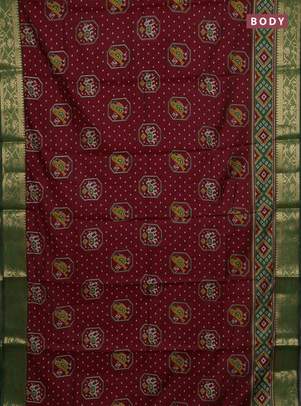 Red & Green Semi Maheshwari Cotton Saree