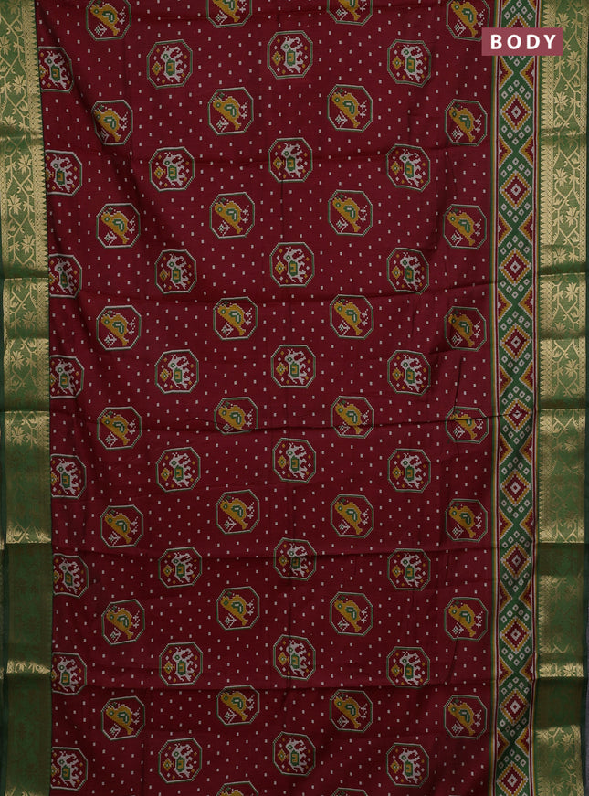 Red & Green Semi Maheshwari Cotton Saree