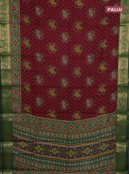 Red & Green Semi Maheshwari Cotton Saree