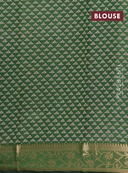 Red & Green Semi Maheshwari Cotton Saree