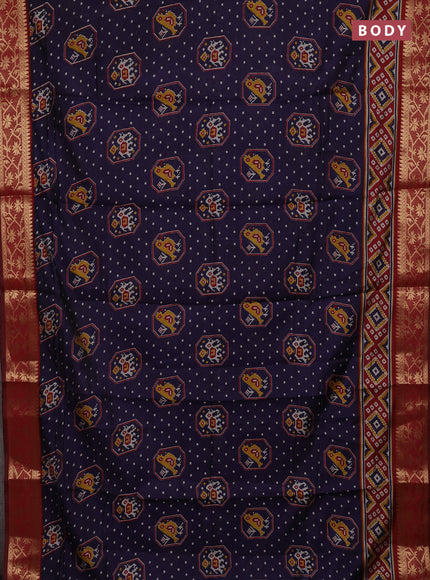 Blue & Maroon Semi Maheshwari Cotton Saree