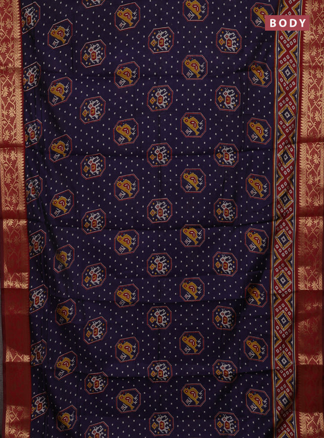 Blue & Maroon Semi Maheshwari Cotton Saree