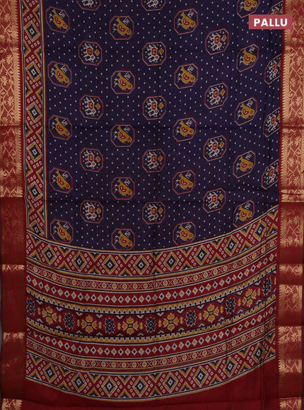 Blue & Maroon Semi Maheshwari Cotton Saree