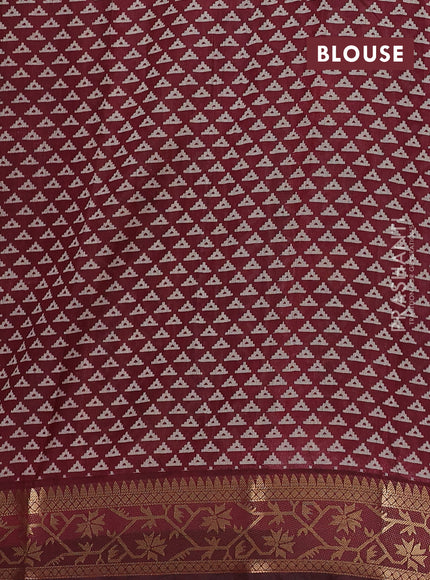 Mustard Yellow & Maroon Semi Maheshwari Cotton Saree