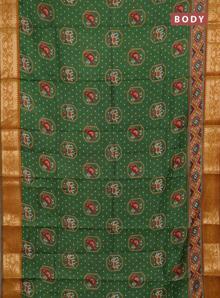 Green & Mustard Yellow Semi Maheshwari Cotton Saree