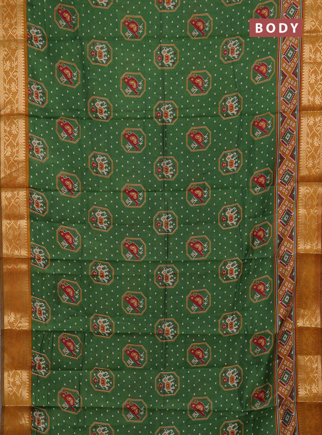 Green & Mustard Yellow Semi Maheshwari Cotton Saree
