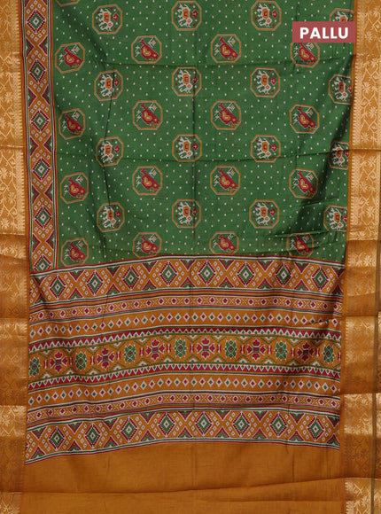 Green & Mustard Yellow Semi Maheshwari Cotton Saree