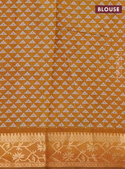 Green & Mustard Yellow Semi Maheshwari Cotton Saree