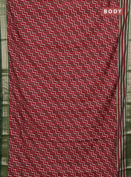 Maroon & Green Semi Maheshwari Cotton Saree