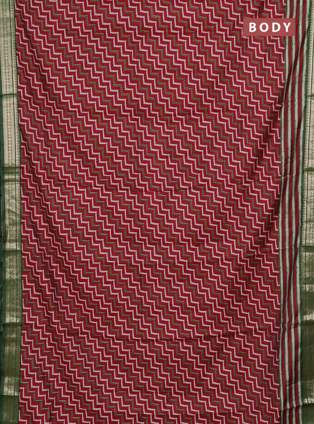 Maroon & Green Semi Maheshwari Cotton Saree