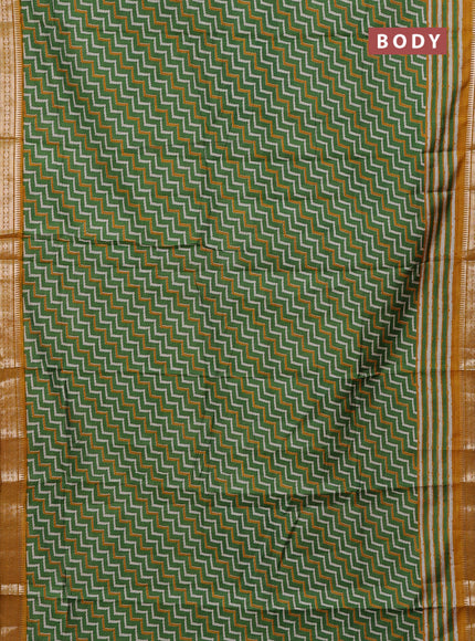 Green & Mustard Yellow Semi Maheshwari Cotton Saree