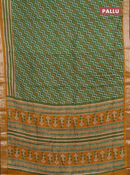 Green & Mustard Yellow Semi Maheshwari Cotton Saree