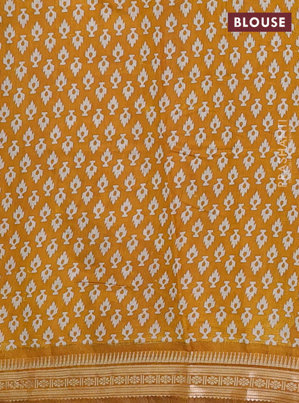 Green & Mustard Yellow Semi Maheshwari Cotton Saree
