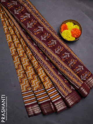 Black & Maroon Semi Maheshwari Cotton Saree