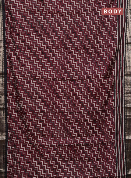 Wine & Black Semi Maheshwari Cotton Saree