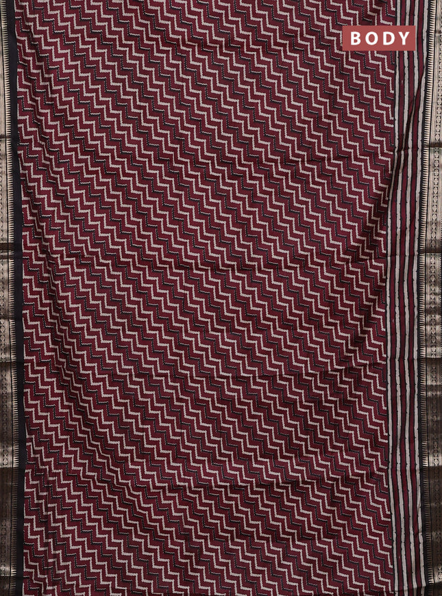 Wine & Black Semi Maheshwari Cotton Saree