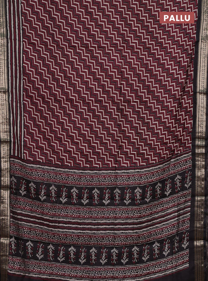 Wine & Black Semi Maheshwari Cotton Saree