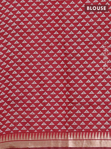 Navy Blue & Maroon Semi Maheshwari Cotton Saree