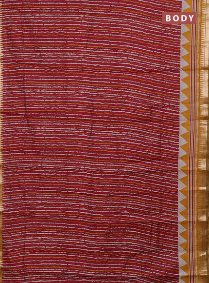 Maroon & Mustard Yellow Semi Maheshwari Cotton Saree