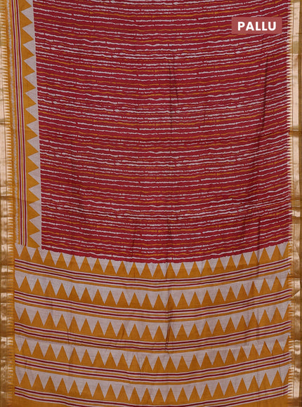 Maroon & Mustard Yellow Semi Maheshwari Cotton Saree