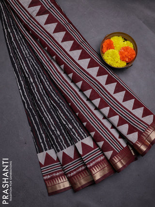 Mustard Yellow & Maroon Semi Maheshwari Cotton Saree