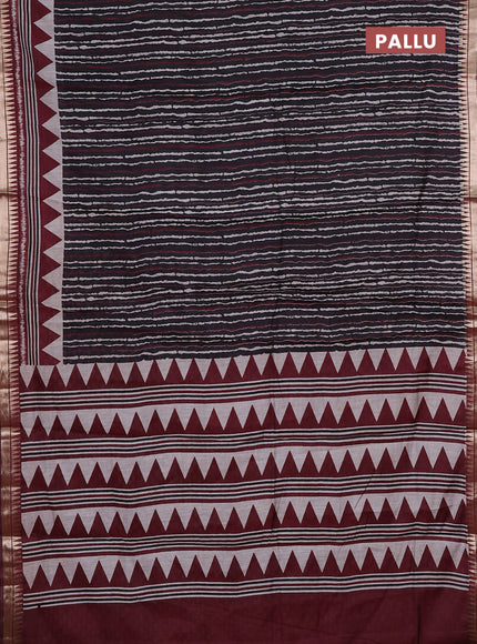 Mustard Yellow & Maroon Semi Maheshwari Cotton Saree