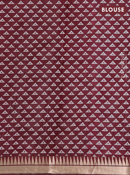 Mustard Yellow & Maroon Semi Maheshwari Cotton Saree