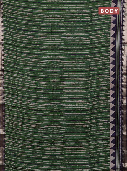 Green & Navy Blue Semi Maheshwari Cotton Saree
