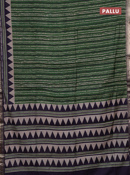 Green & Navy Blue Semi Maheshwari Cotton Saree