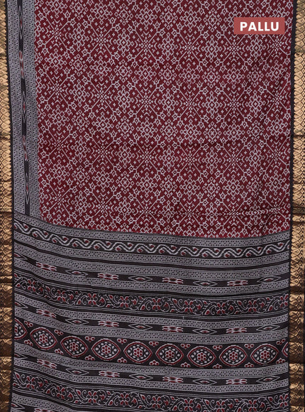 Maroon & Black Semi Maheshwari Cotton Saree