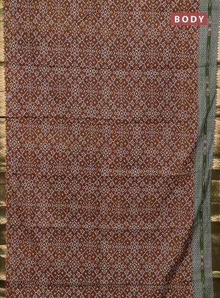 Mustard Yellow & Green Semi Maheshwari Cotton Saree
