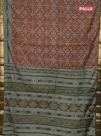 Mustard Yellow & Green Semi Maheshwari Cotton Saree