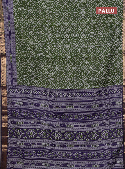 Green & Navy Blue Semi Maheshwari Cotton Saree