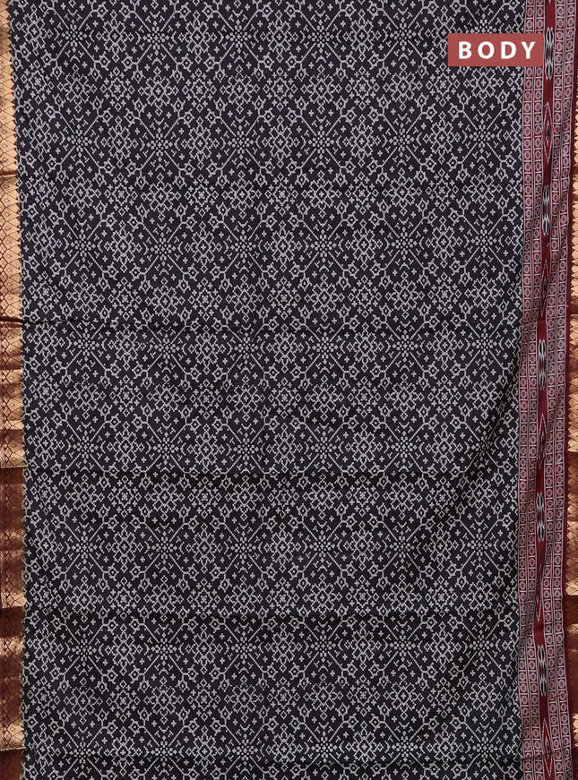 Black & Maroon Semi Maheshwari Cotton Saree