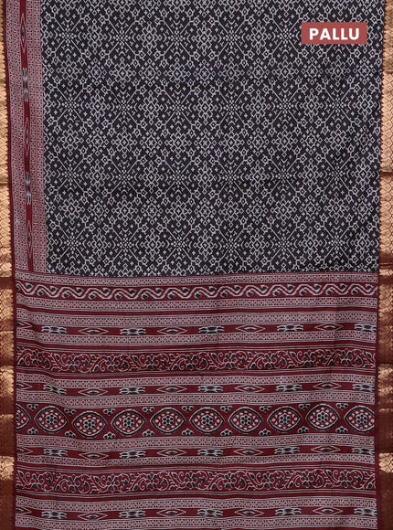 Black & Maroon Semi Maheshwari Cotton Saree