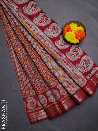 Maroon Semi Maheshwari Cotton Saree